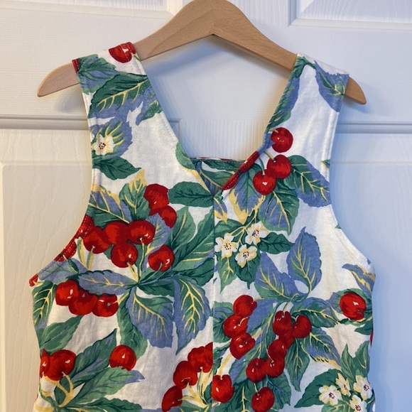 Vintage Cherry Romper Girls Size 10 Coverall Short Retro Fruit Summer Spring - Picture 11 of 14